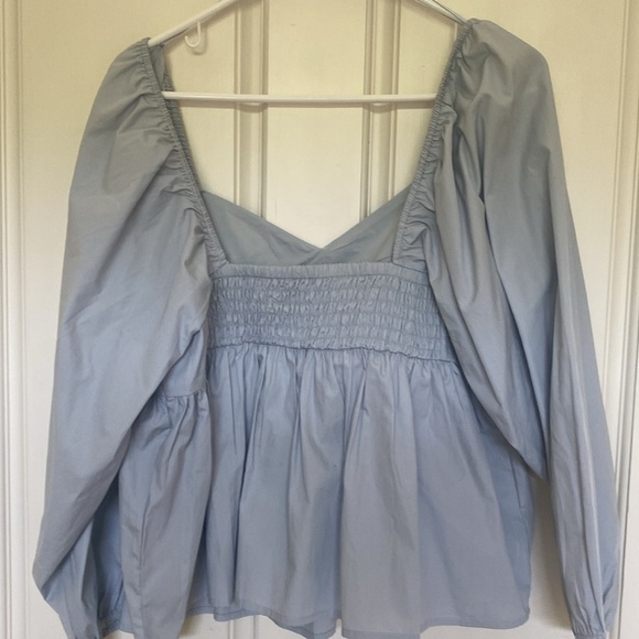 Banana Republic Blue Puff Sleeve Peplum Blouse - Picture 5 of 6